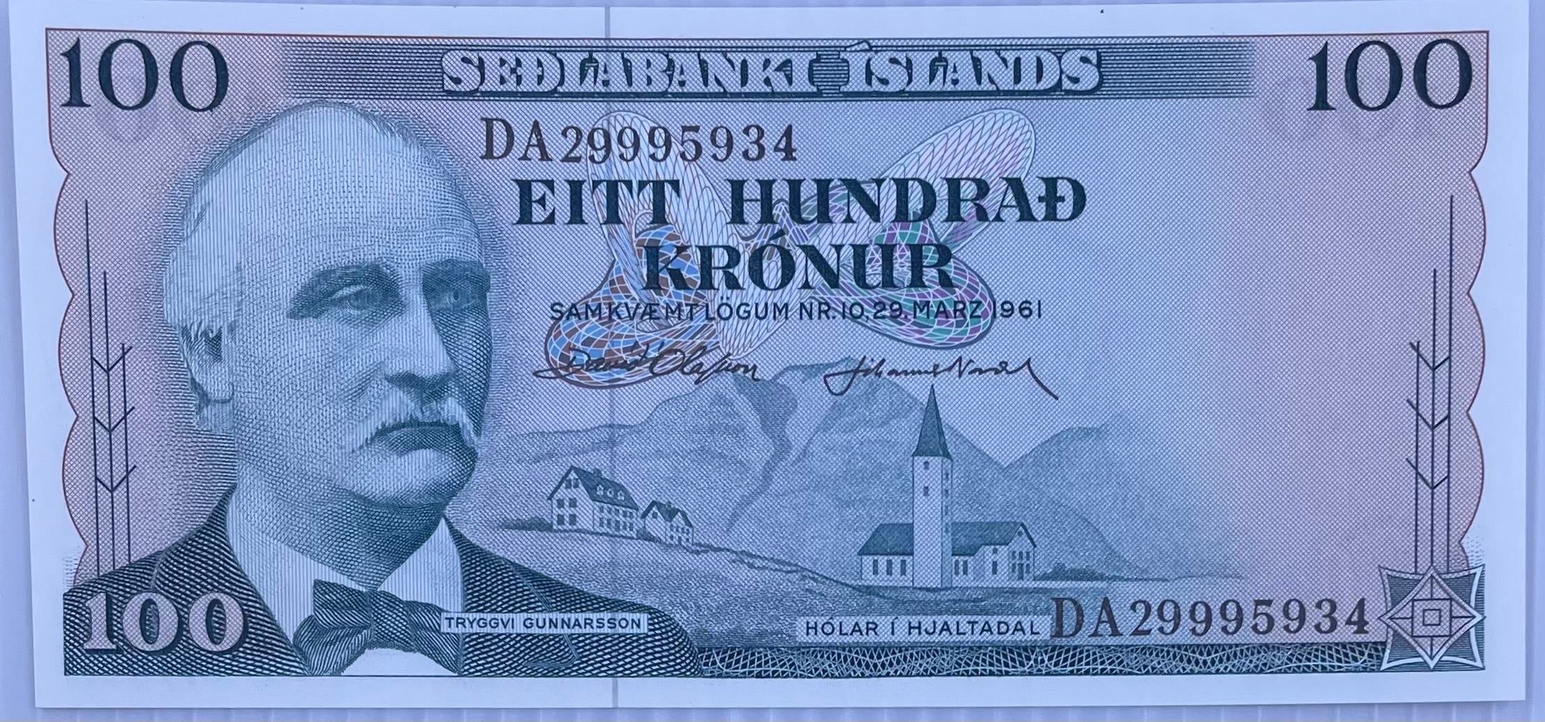 Iceland - Sedlabanki Islands 1961 100 Kronur P-44 Used World Banknote